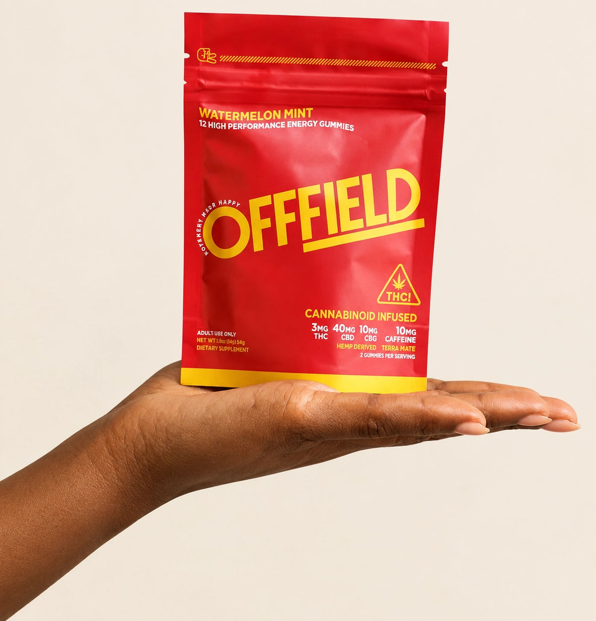 OFFFIELD Watermelon Mint energy gummies pouch