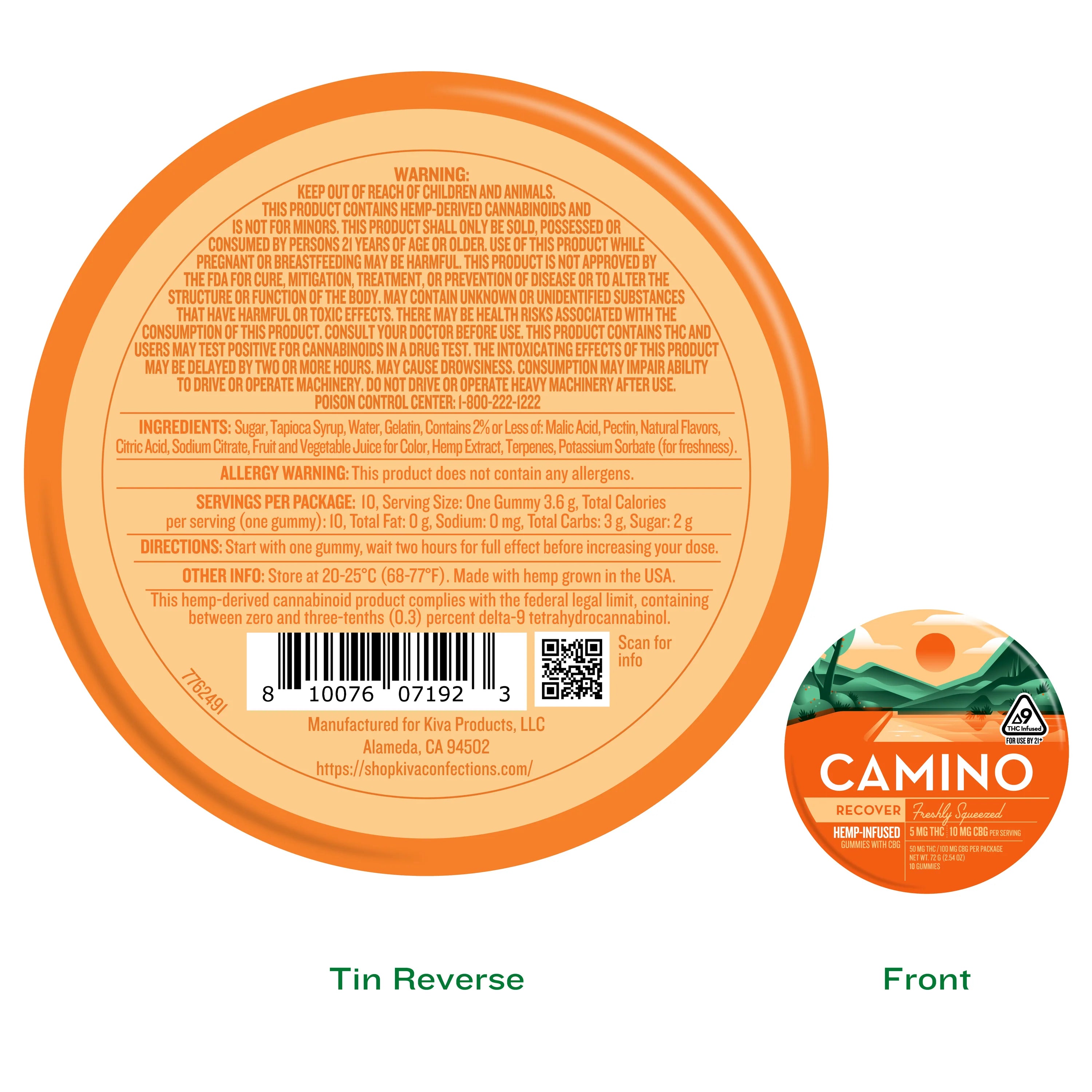 Camino Recover – Freshly Squeezed Gummies | 5mg THC : 10mg CBG