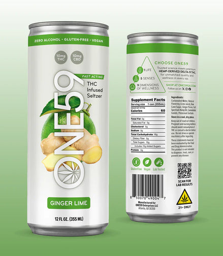 Ginger Lime THC Infused Seltzer - 12oz