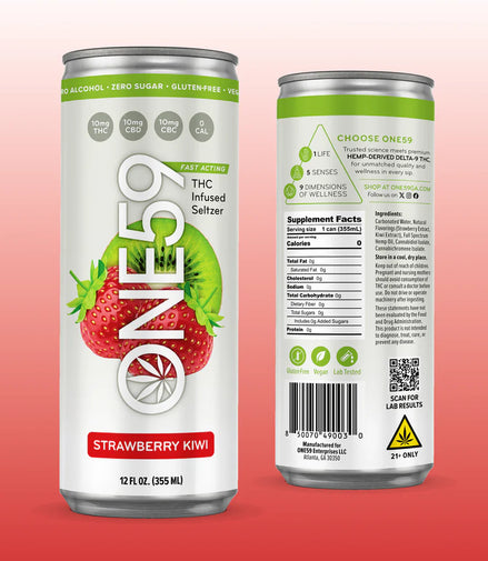 Strawberry Kiwi THC Infused Seltzer - 12oz