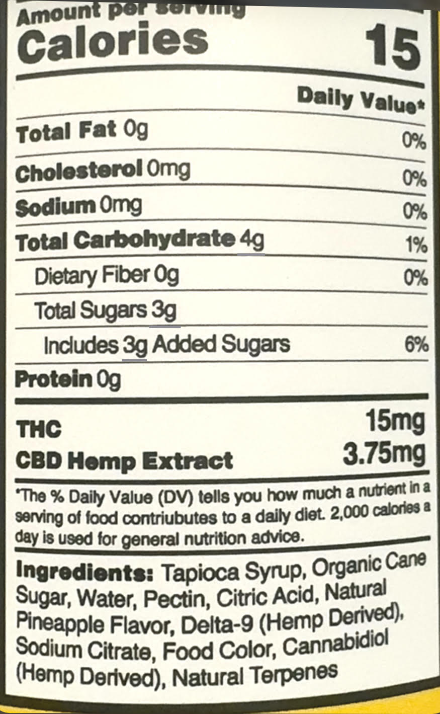 Liquid Gummies Delta-9 Pineapple Express Sativa Gummy 300mg -20ct