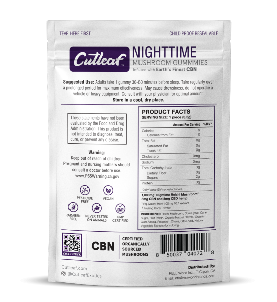 Cutleaf - Zero THC Mushroom Gummies - Nighttime - 1000mg