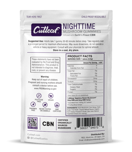 Cutleaf - Zero THC Mushroom Gummies - Nighttime - 1000mg